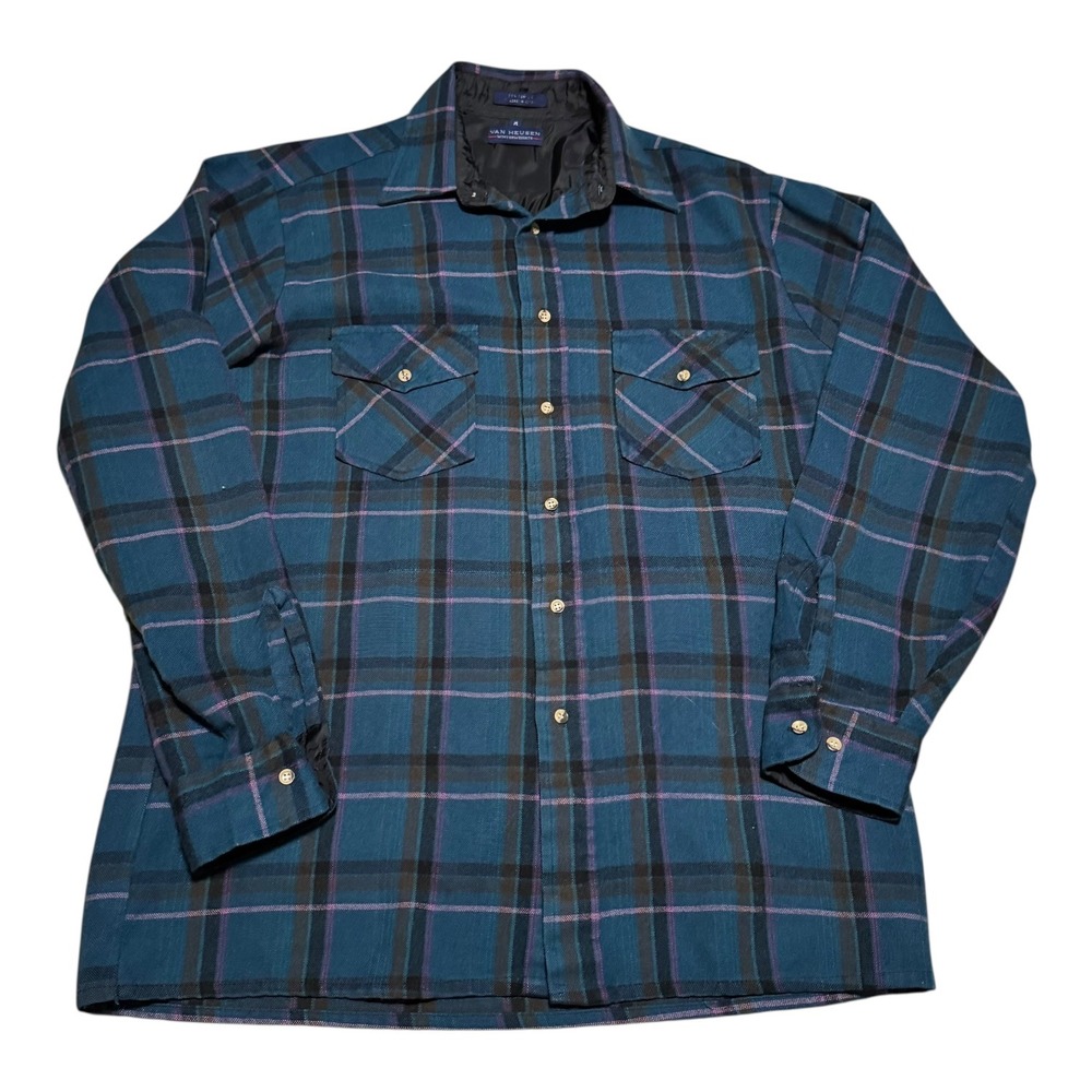 Vintage Van Heusen Winterweights Flannel Plaid Casual Button Down Men's Medium